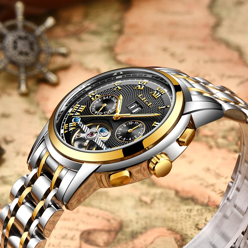 LIGE Mens Watches Top Brand Business Automatic Mechanical Watches Mens Stainless Steel Waterproof Sport Watch Relogio Masculino LIGE Mens Watches Top Brand Business Automatic Mechanical Watches Mens Stainless Steel Waterproof Sport Watch Relogio Masculino