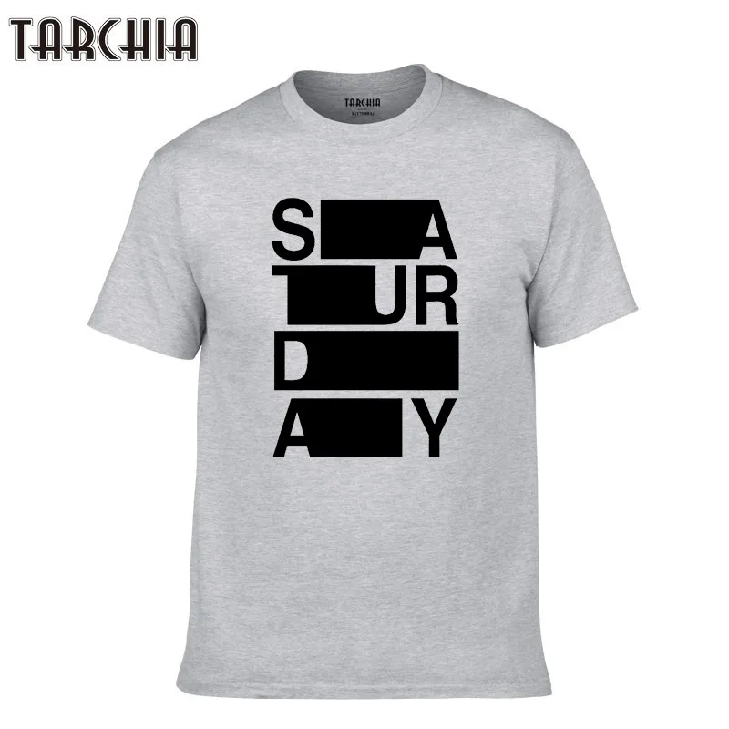 

TARCHIA 2019 saturday Print Men Tees Tops Casual T Shirt Men new Cotton Slim Fit T shirt Homme sleeve Top Spring fashion