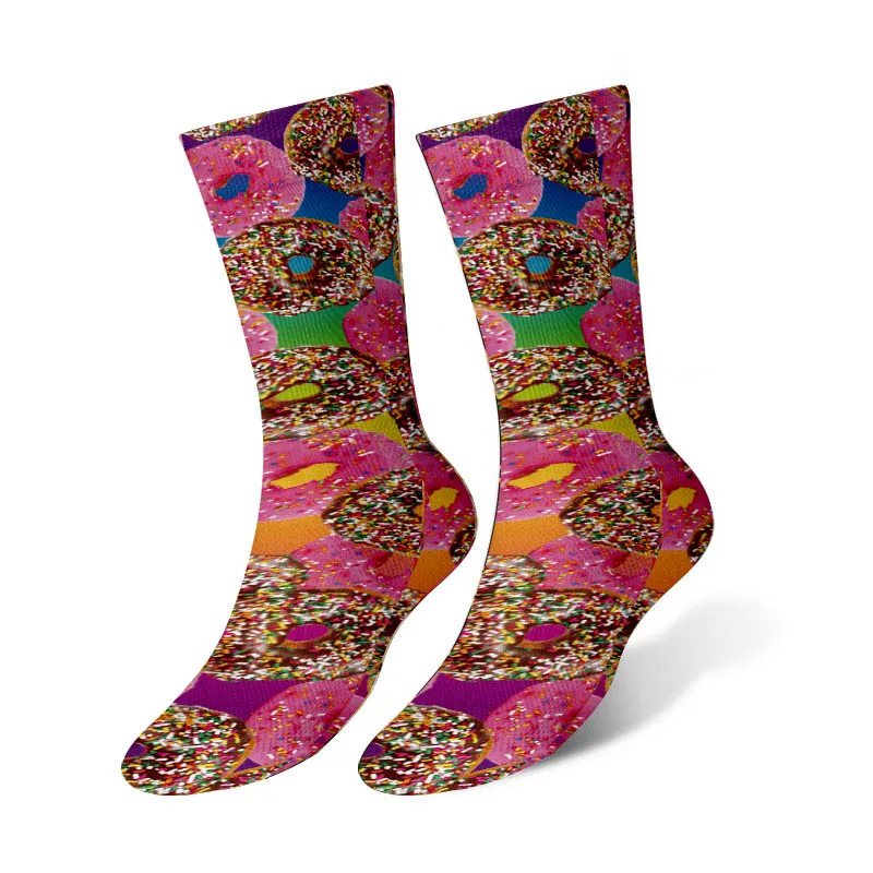 Новинка; модные хлопковые носки с объемным принтом в виде забавных макаронов; Kawaii; длинные носки с пончиками; женские и детские носки; Прямая поставка