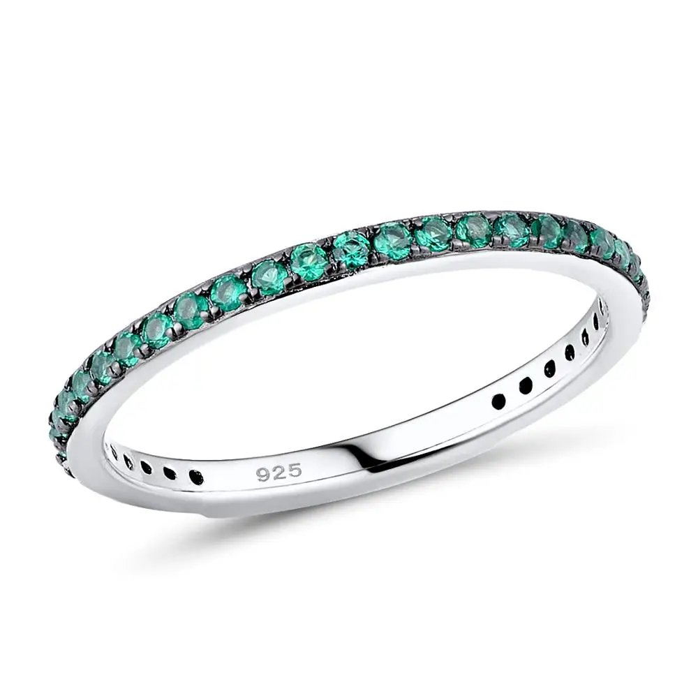 SANTUZZA кольца для женщин драгоценные камни Красный Черный Синий Зеленый Шоколад CZ Кольцо Штабелируемый 925 пробы серебро anillos ювелирные изделия