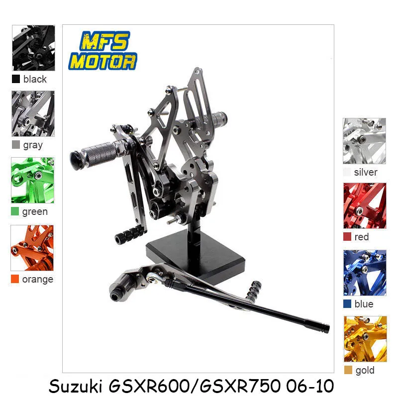 

For Suzuki GSX R600/R750 2006-2010 CNC Adjustable Rearset Motorcycle Accessories Foot Rest Foot Pegs GSXR600 GSXR750 Footrests
