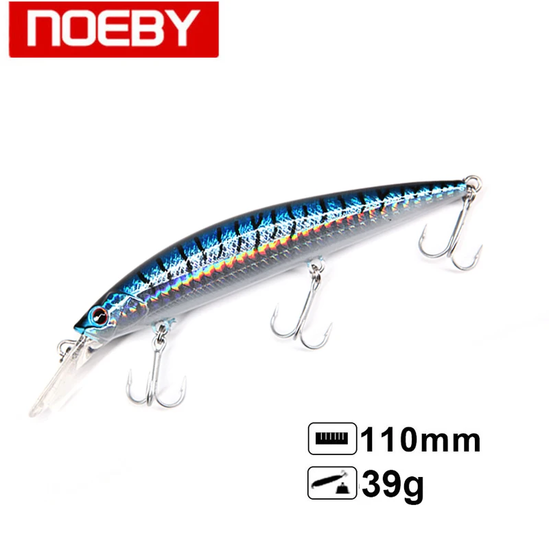 

NOEBY 1pc 40g Sinking Minnow Fishing Lure 110mm Hard Bait withVMC Treble Hooks Isca Artificial Para Pesca Leurre Peche NBL9448