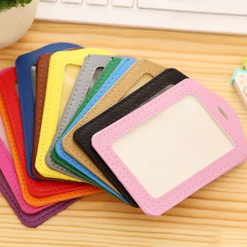 

400PCS PU ID Badge Holder Accessories Vertical Faux Leather Credit Card Bus Cards Case Papelaria Cute Stationery Supplies