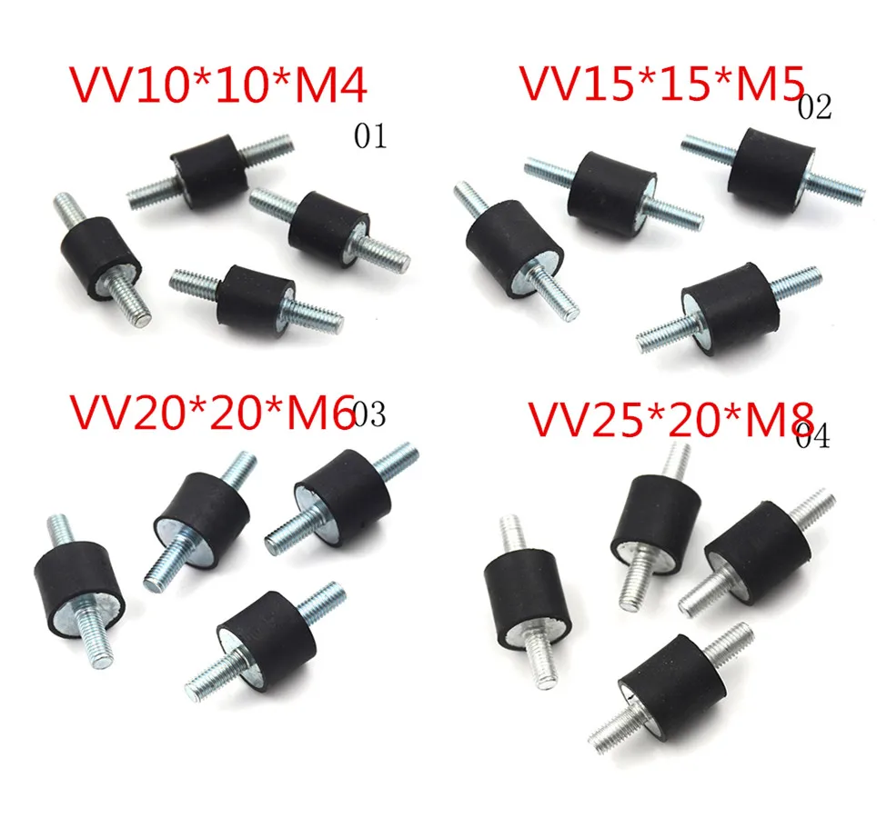 4 pcs RUBBER MOUNTS M4 15mm dia x 8mm long MALE//FEMALE anti vibration