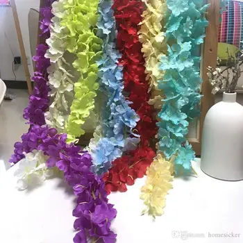 

New Arrive 12 color 34cm/13.4" Artificial silk Flowers Home wall Garden Hotel Wedding Decoration Wisteria vine rattan DIY