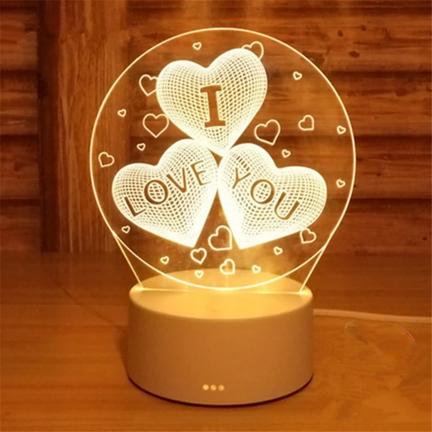 

SVELTA Romantic Love Heart 3D Acrylic LED Night Lamp Colorful Night Light Table Lamp Decoration For Home Room Bedroom Bedside