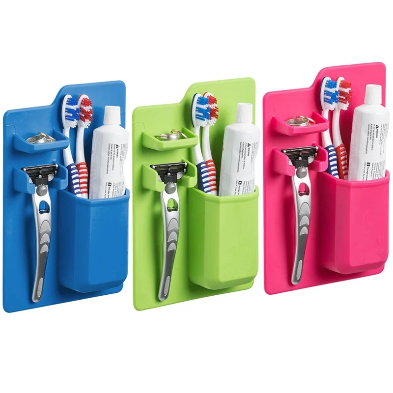 

Silicone Toothpaste Mighty Toothbrush Holder Razor Storage Holder Silicone Shelf Bathroom Organizer Accessories