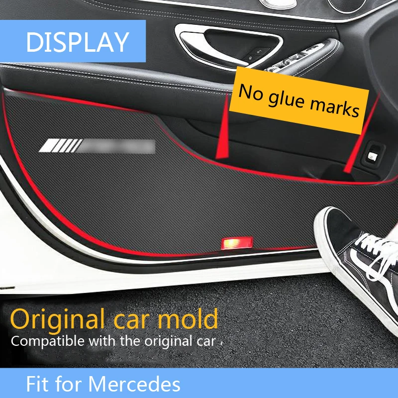 Наклейки для автомобиля 4 шт. двери антиударная площадка пыле углеродного волокна для Mercedes Benz C Class W205 E Class W213 E CLA GLA GLE класса GLC