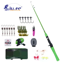 ILure детская телескопическая удочка комбинированная Удочка+ спиннинговая катушка+ линия крючок с приманкой поворотный с рыболовной коробкой