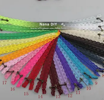 

50 Pcs/lot wholesale 40cm Closed End Lace Zippers for sewing clothes DIY Handcraft jacket home Bags Garment Textile Accessory