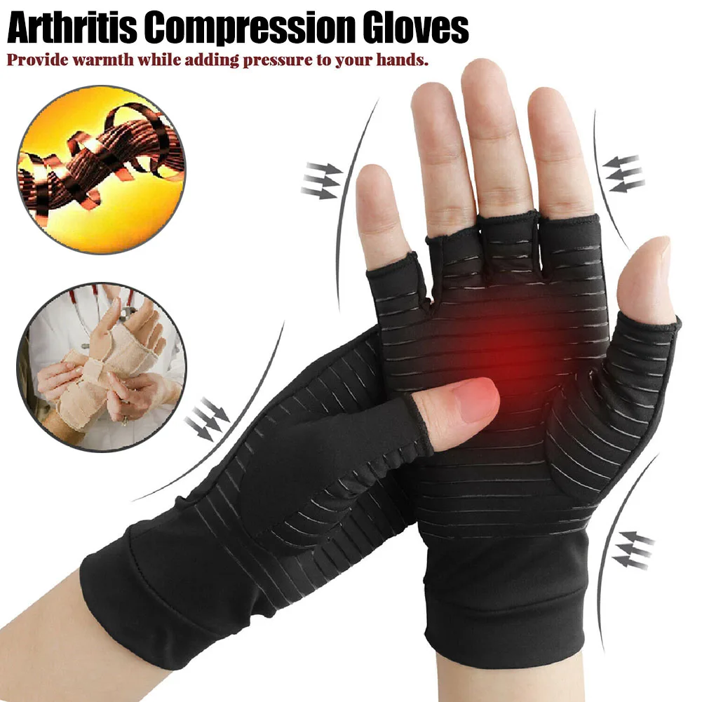 Компрессионные перчатки при артрите из медного волокна, облегчающие боль суставы, поддерживающие DM-19ING - Цвет: as shown