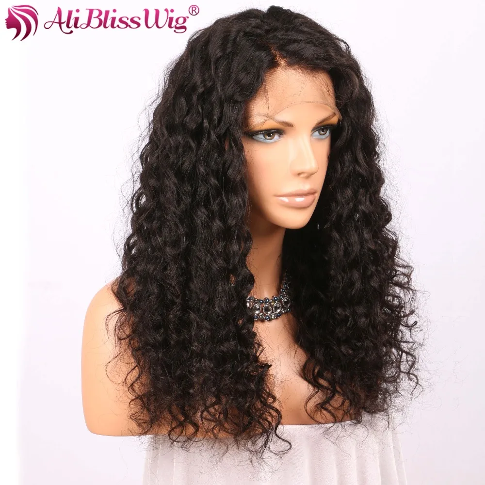AliBlissWig Curly 360 Lace Frontal Wig Lightly Bleached Knots 150% Density Natural Color Brazilian Remy 100% Human Hair Sew In  (4)