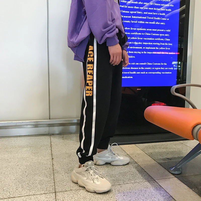 Fashion Casual Men's Trousers Spring And Autumn New M-2XL Printing Loose Casual Pants Black Purple Personality Youth Popular