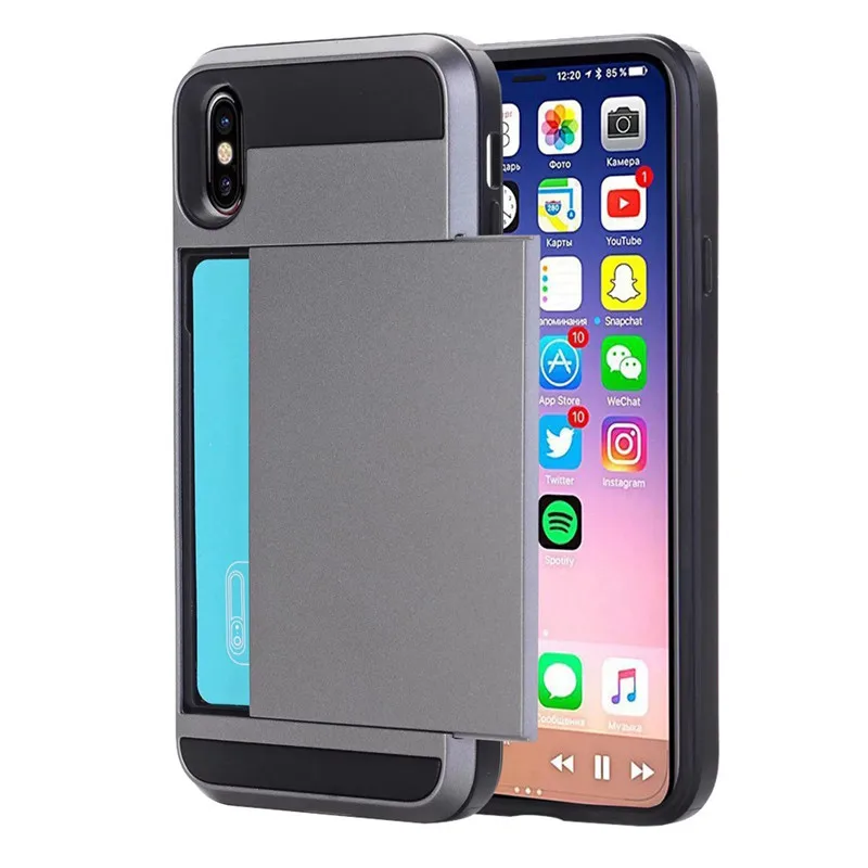Новый Модный чехол для мобильного телефона iPhone XS Max XR Armor с держателем карт слотом