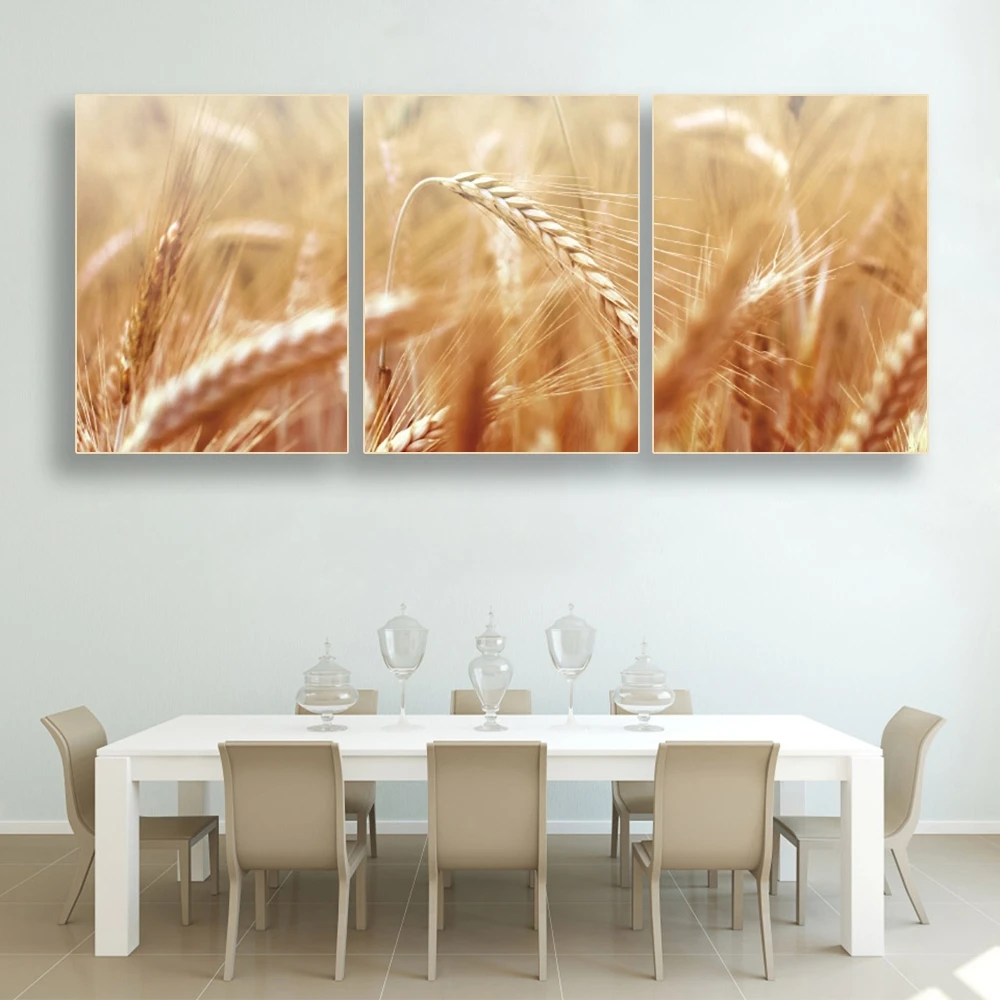 

Laeacco Canvas Painting Calligraphy Wheat Field Posters and Prints Landscape Wall Art Picture for Living Room Home Decor