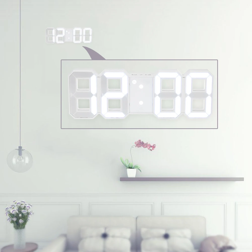 Multifunctional Large LED Digital Wall Clock 12H/24H Time Display With Alarm and Snooze Function Adjustable Luminance