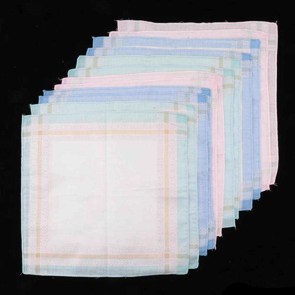  12/pack Men Women Plaid Cotton Pocket Handkerchief Pocket Square Hanky