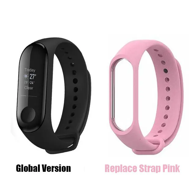 Xiaomi mi Band 3 mi band 3 умный Браслет многоязычный 50 м водонепроницаемый браслет пульсометр фитнес распродажа - Цвет: Global..Pink..Strap