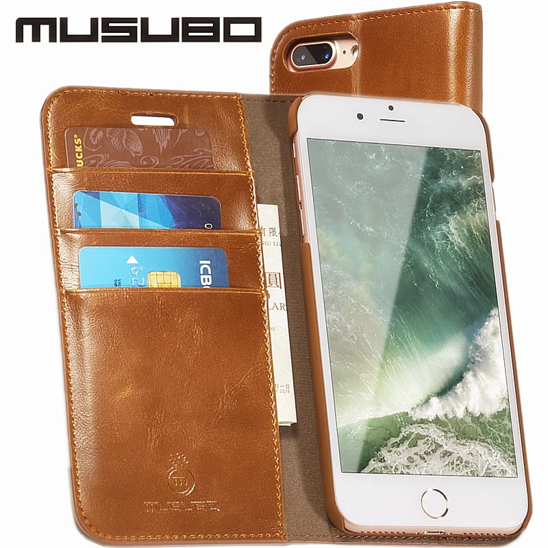 Musubo Luxury Flip Leather Case for iPhone 7 plus wallet phone bag Stand Cover For iphone