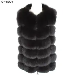 OFTBUY 2019 новая весенняя зимняя куртка женская натуральная лисий мех без рукавов жилет пальто черный v-образный вырез Толстая теплая уличная
