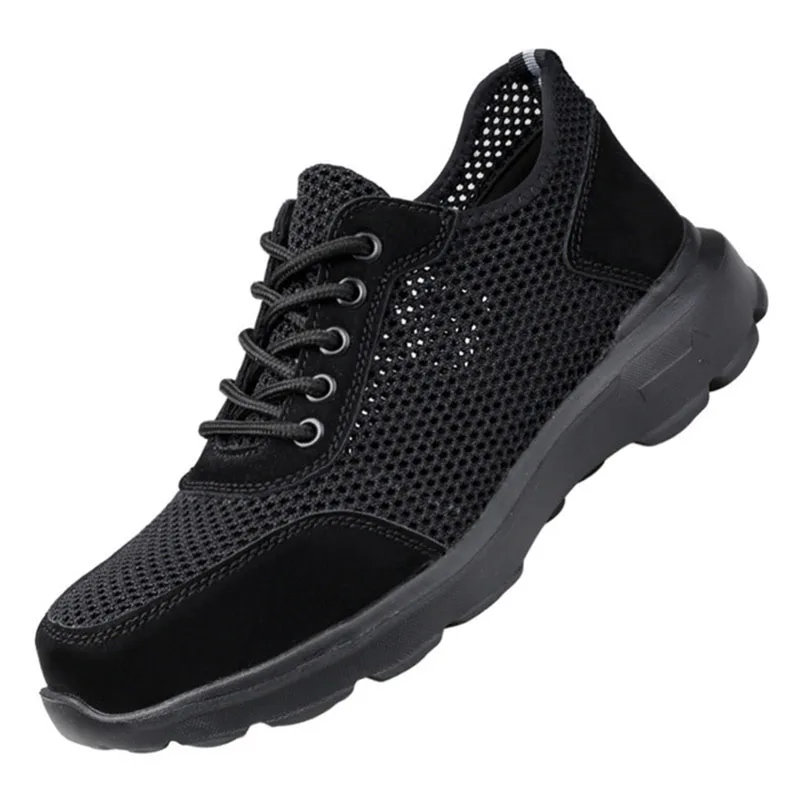 New  breathable safety shoes men's Lightweight summer anti-smashing piercing work sandals Single mesh sneakers 36-46