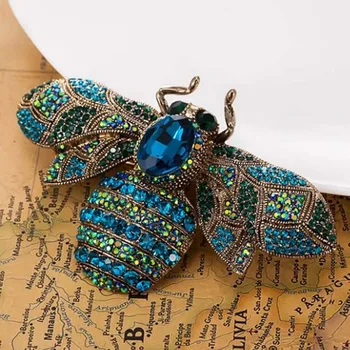 

12pcs/lot Wholesale Big Size Bee Rhinestone Brooches For Christmas Accessories Hijab Pins And Broches Bijoux Women's Brooch Pin