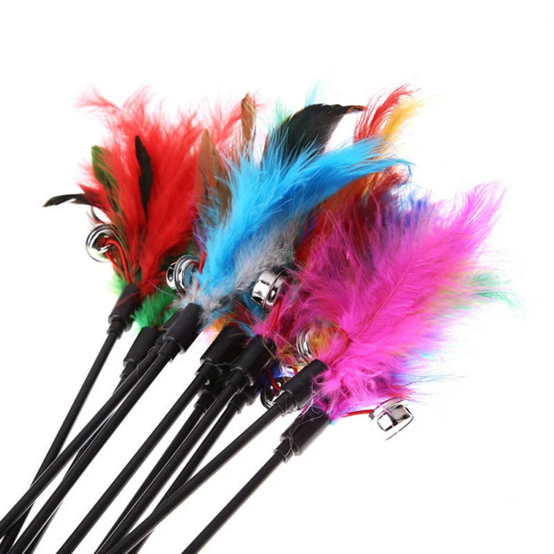 

Westrice Cat Toy New Premium Cat Colorful Feather Stick Favorite Funny Cat Stick Toy 20 Feather Material Cat Pet Toy