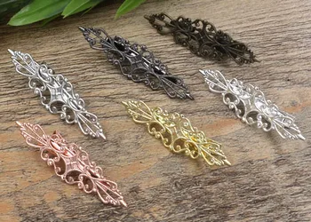 

15*57mm Vintage Filigree Flower Bobby Pins Metal Clip Crocodile Duckbill Hair Clip With Teeth Alligator Clips Multi-color