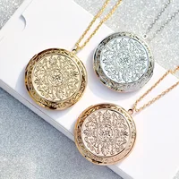 Zavorohin Can Put Photo Locket Pendant Necklace Openable Big Clock Round Shape Box Choker Photo Frame Necklace Jewelry For Women 1