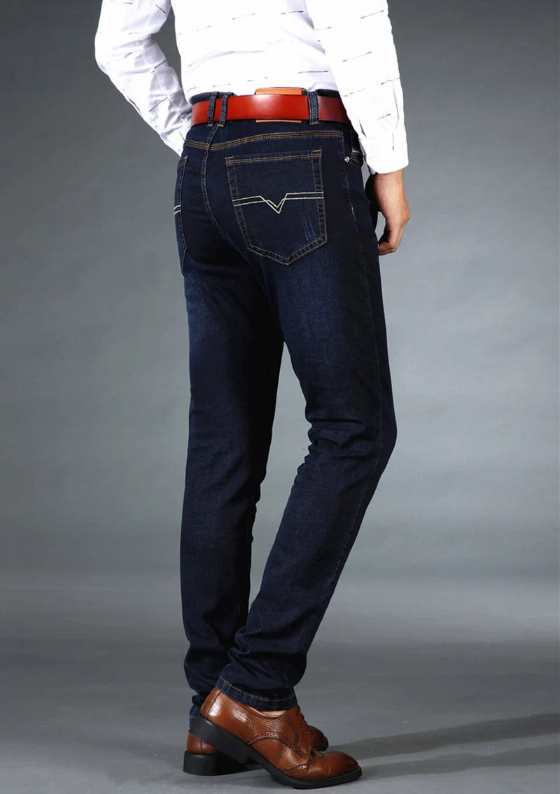 Корейская версия повседневные Простые жаккардовые стрейч прямые талии мягкие брюки тонкие мужские джинсы бесплатная доставка