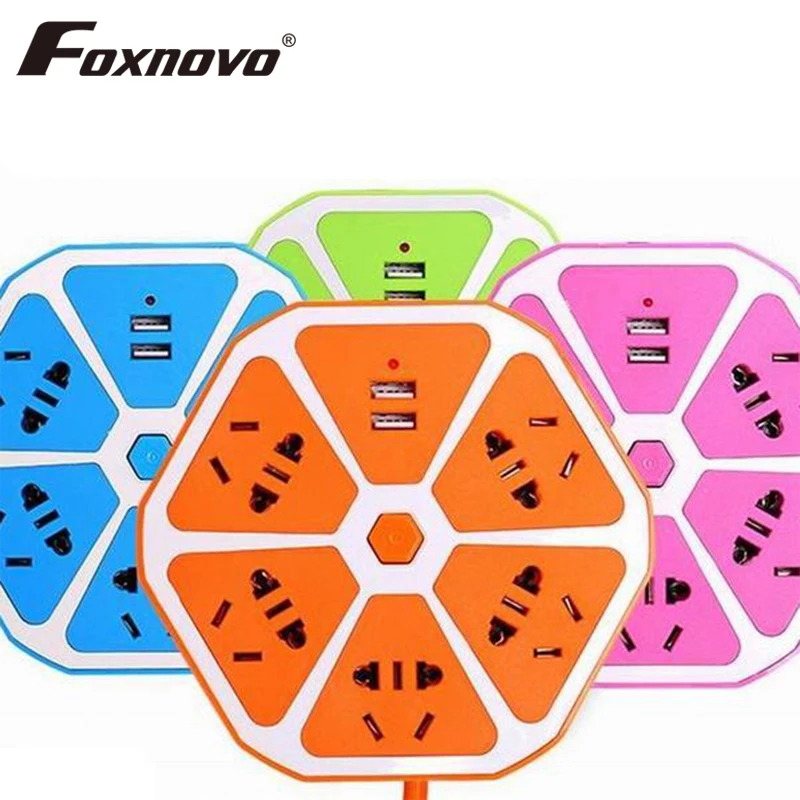 

Foxnovo 10 AC Outlets 2 USB Ports Power Strip with USB Surge Protector Charging Station Power Socket Tower 1.8M Power Cord