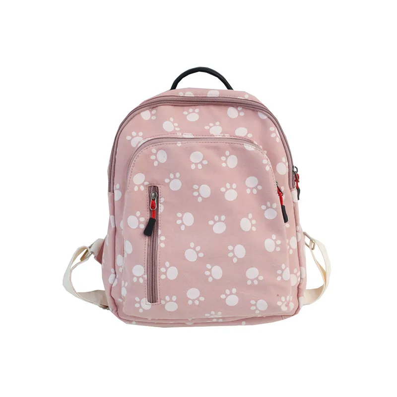 

Fresh Backpack 100% Cotton Canvas School Bag for Teenage Girls Cute Cartoon More Zippers Recreation bag For Women Soft Package