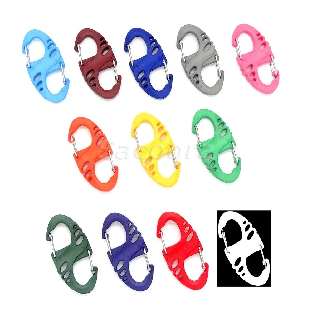 

2pcs Colorful Plastic S-Biner Carabiner Clips For Paracord Survival Bracelet/Keychain 13 Colors