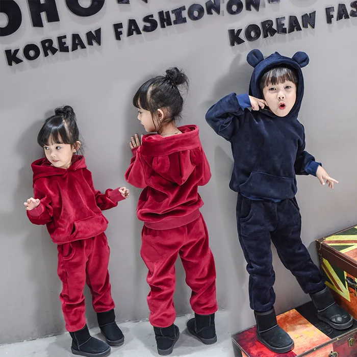 

Boys Girls Pleuche Suit Spring Clothes New Pattern Korean Children Baby Spring And Autumn Time Long Sleeve Child Suit 2 Pieces