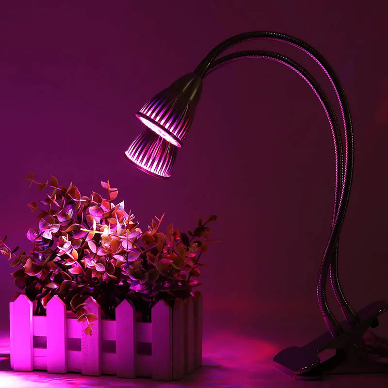 Двойной/три головы светодиодный растет свет лампы Настольный зажим гибкое колено полный спектр для комнатных растений LB88