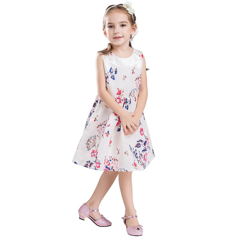 B&N Printed Floral Girls Dresses Summer Children's Dress Sleeveless Infantil Baby Party Dress For Girl Prom Dresses Girls 5