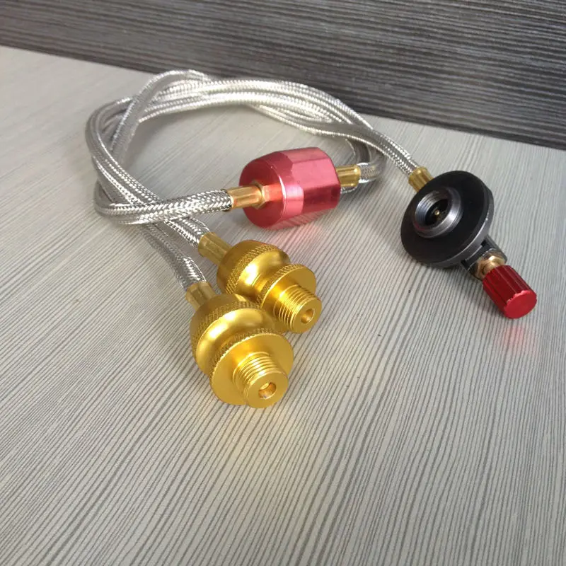 

Camping Stove Gas fuel pipe tube Tank connecting pipe with fire power Regulating valves connect two burner Stove accessories
