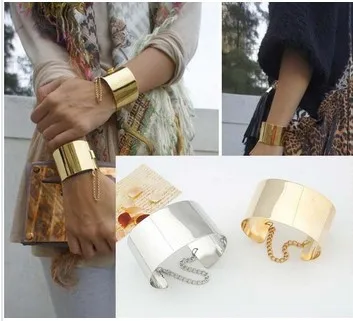Fashion Jewelry Mirror Punk Rock Wide Flat Gold Tone Or Silver Fashion Jewelry Mirror Punk Rock Wide Flat Gold Tone Or Silver Bangle Cuff Bracelet Women