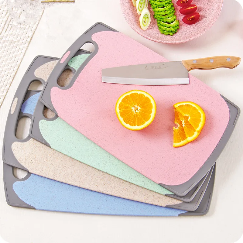 

Kitchen Chopping Block Wheat Straw Fruit Vegetable Meat Fish Cutting Board Non-slip With Hang Hole Chopping Board Kitchen Tools