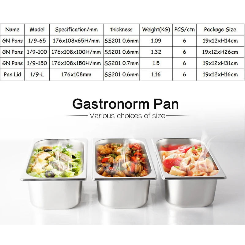 GZZT 6 шт./лот из нержавеющей стали 1/9 Gastronorm контейнеры с крышкой американский стиль 0,6 мм толщина кухня, буфет GN кастрюля