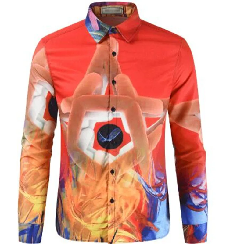 

2019 new high-quality men's casual fashion gesture 3D printed floral shirt long sleeve fashion shirt