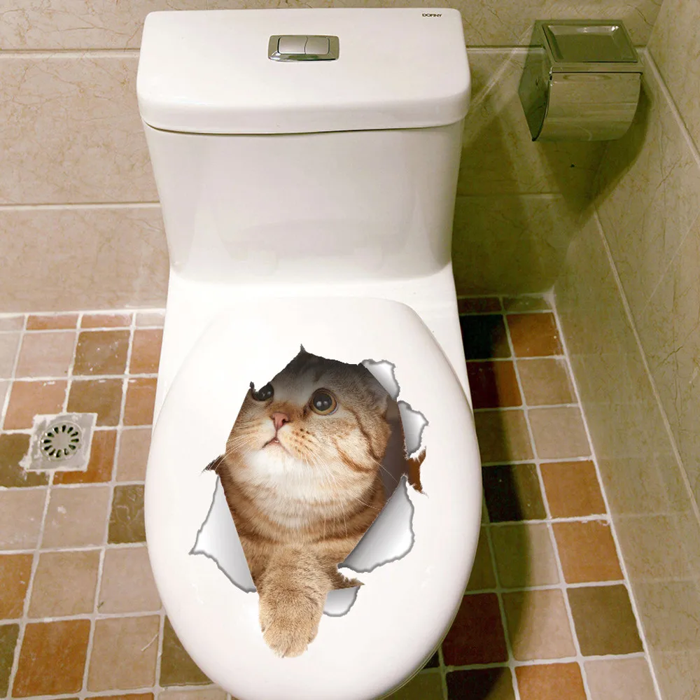 Новинка 3D Наклейка на стену в виде животного для ванной комнаты|cat wall stickers|pvc