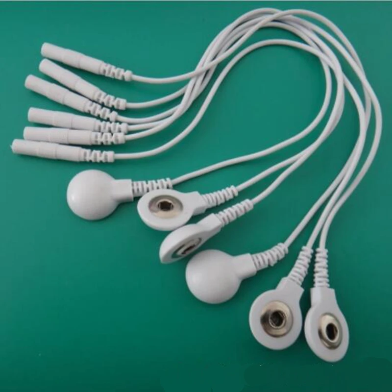 

10 Pieces Adapter Tieline Short Cables Electrode Wires With Snap 3.5mm Plug Hole 2.0mm for massager machine use