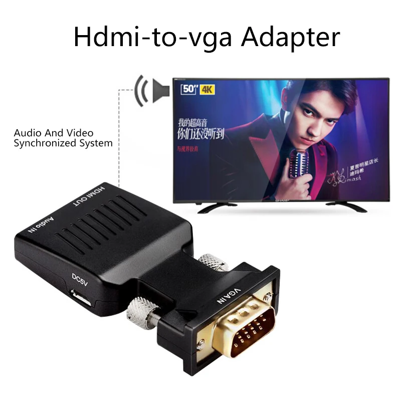 HOT-HDMI Женский VGA Мужской конвертер с аудио адаптером Поддержка сигнала 1080P