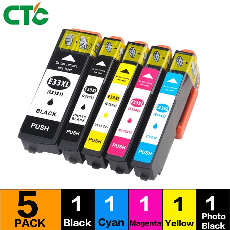 

5PK 33XL Compatible ink cartridge for XP-530 XP-630 XP-830 XP-635 XP-540 XP-640 XP-645 T3351 T3361 for Europe printer