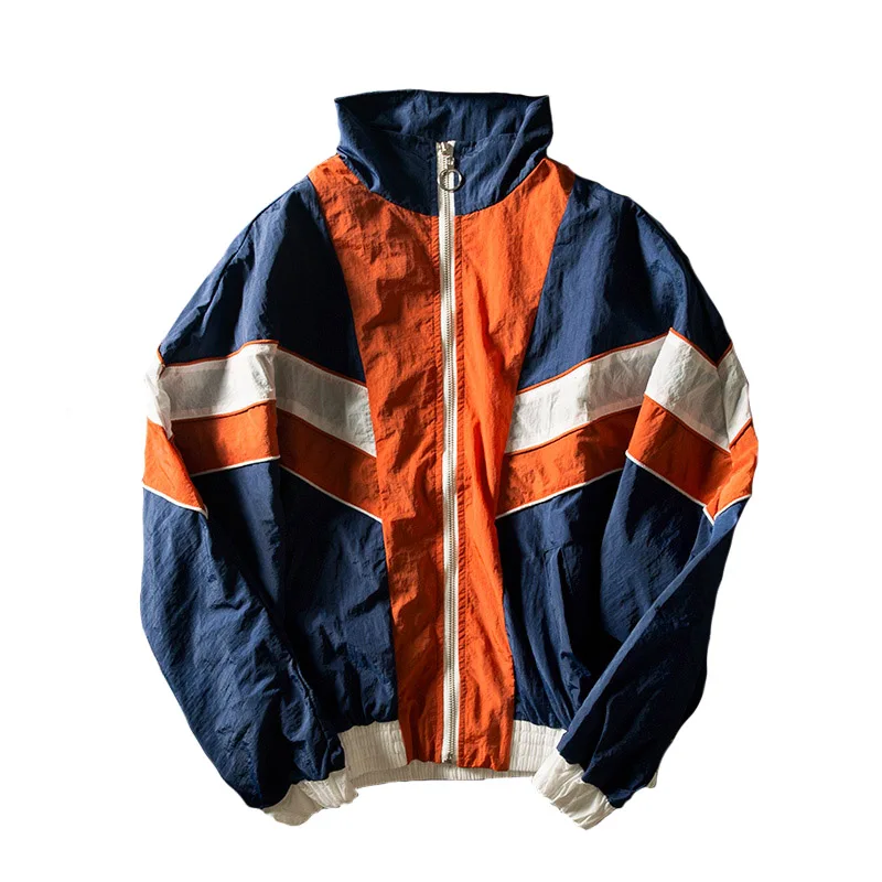

Hip hop Tide Brand Men BF wind High Street Loose personality Color matching Jacket Japanese Casual Windbreaker Coats