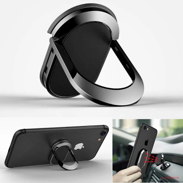 

Luxury Universal Kickstand For iPhone Samsung Huawei Phone Desktop Stand 360 Finger Ring Holder Fit For Magnetic Car Holder