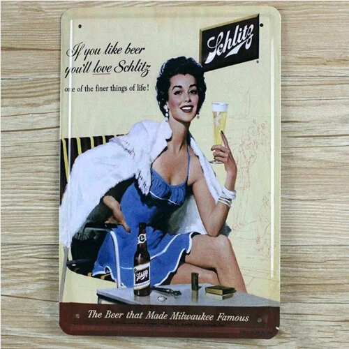 

Schlitz Beer Tin Sign Metal Plate Poster Bar Pub Decor Ads 20x30CM