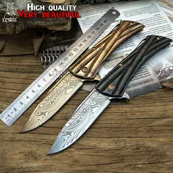 LCM66 тактический складной нож холодной Дамаск текстура Кемпинг сталь Открытый выживания ножи для шашлыков Охота Инструменты очень остро
