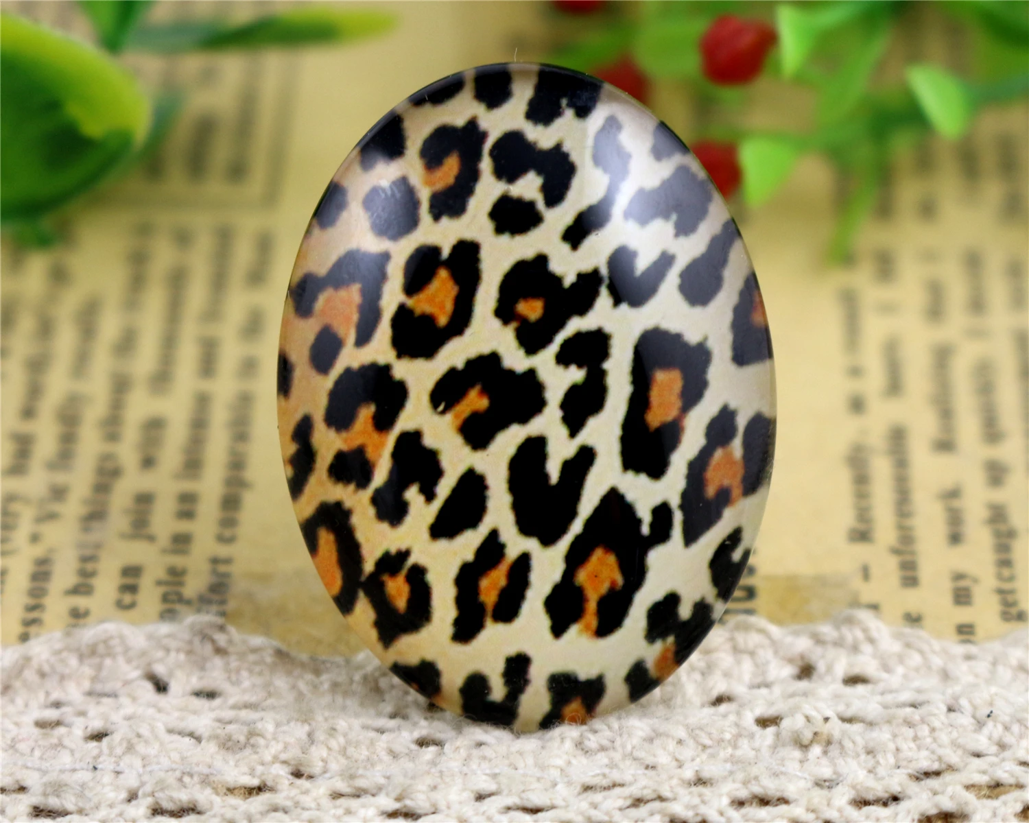 

2pcs 30x40mm New Fashion Leopard Handmade Photo Glass Cabochons Pattern Domed Jewelry Accessories Supplies-I3-24